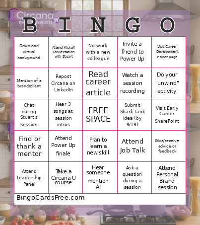 Power Up Week Bingo Card