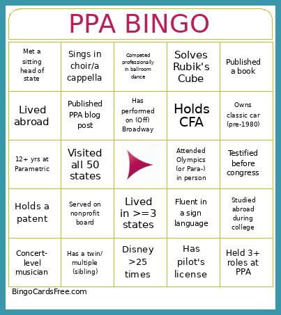 PPA Bingo Card