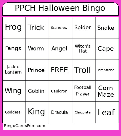 PPCH Halloween Bingo Card