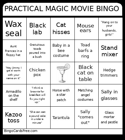 PRACTICAL MAGIC MOVIE Bingo Card