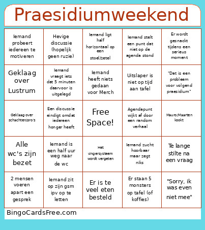 Praesidiumweekend Bingo Card