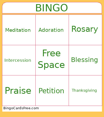 Prayer Bingo Card