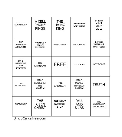 Preach Bingo Card