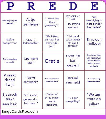 Prede bingo Cards