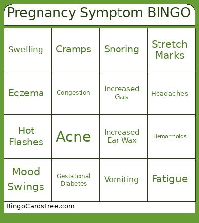Pregnancy Symptoms BINGO
