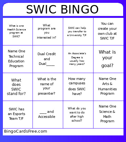 Presentation Bingo Card