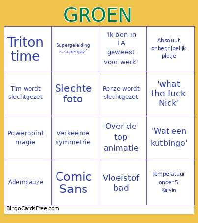 Presentation Bingo Card