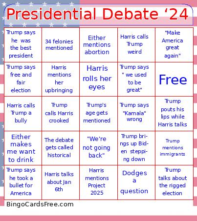 Presidential Debate ‘24 Bingo