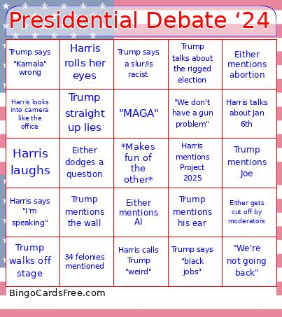 Presidential Debate ‘24 Bingo