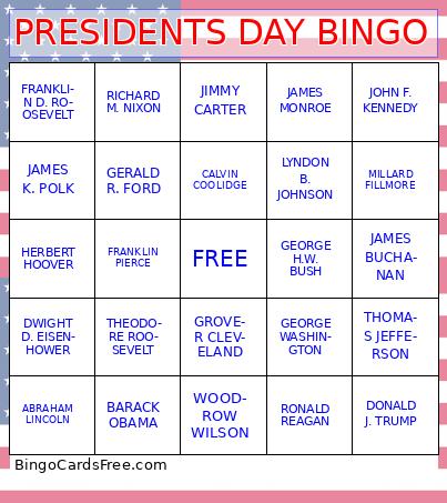 PRESIDENTS DAY BINGO