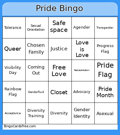 Pride Bingo Card