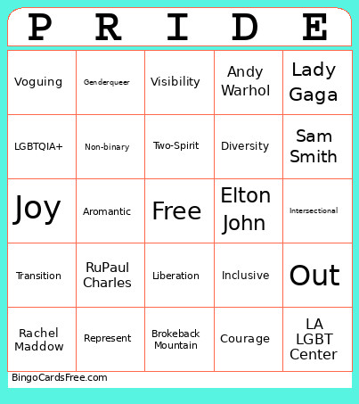 Pride Bingo Card