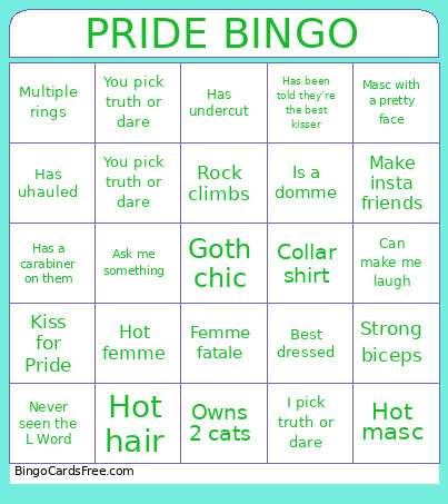 Pride Bingo Card