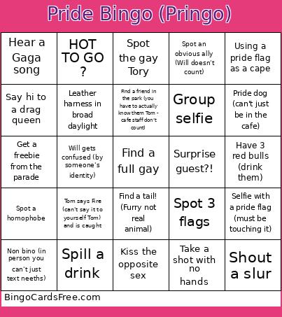 Pride (Pringo) Bingo Card