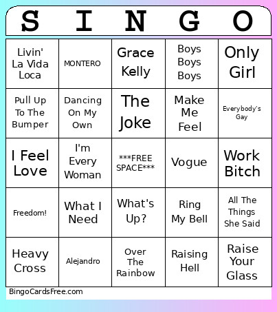 Pride SINGO #2 Bingo Card