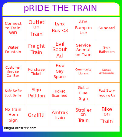 PRIDE THE TRAIN Bingo Card