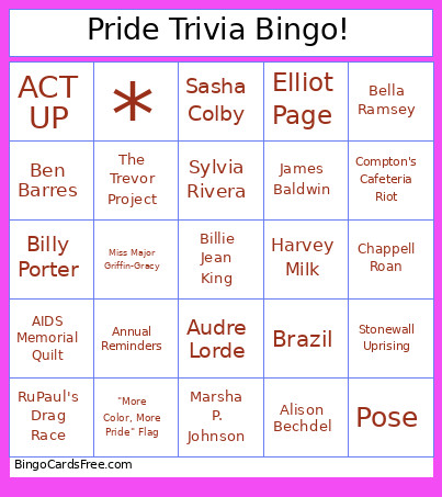 Pride Trivia ! Bingo Card