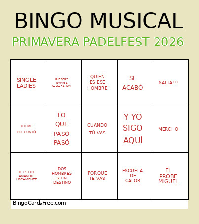 PRIMAVERA PADELFEST 2026 Bingo Card