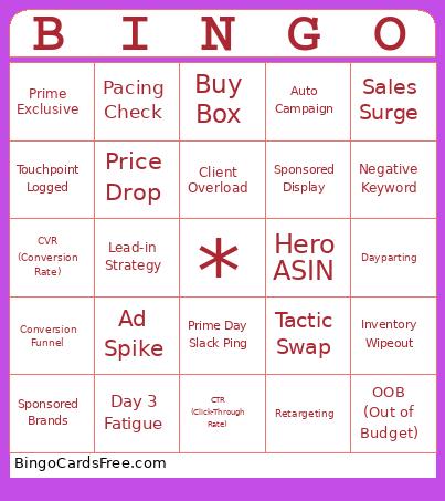 Prime Day Bingo Card
