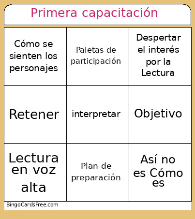 Primera Capacitación Bingo Card