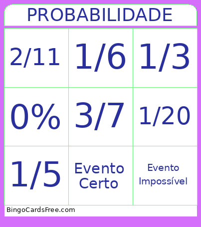 Probabilidade Bingo Card