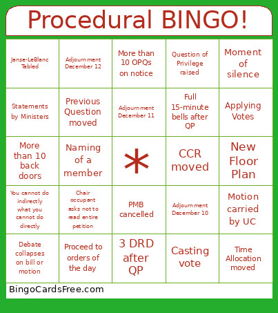 Procedural Services Bingo Card