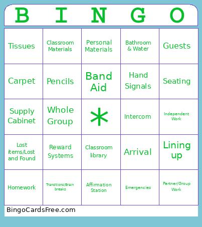 Procedures and Expectations  Bingo
