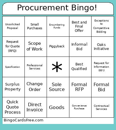 Procurement ! Bingo Card