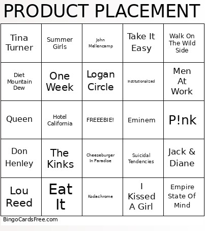 PRODUCT PLACEMENT Bingo Card