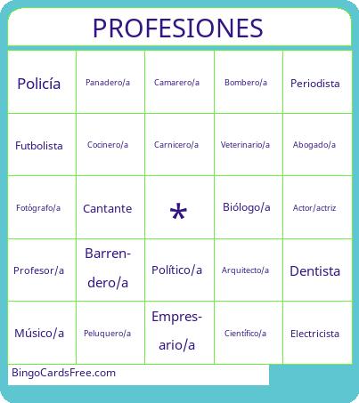 Profesiones Bingo