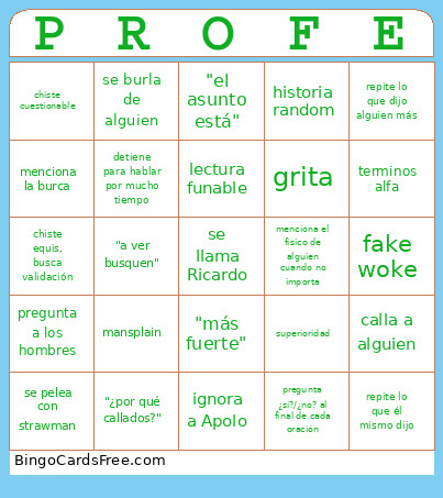 Profesor Predecible Bingo Card