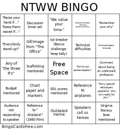 Professional Development Bingo Card