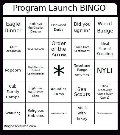 Program Launch Bingo Card