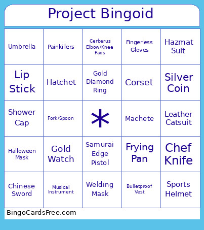 Project Id Bingo Card