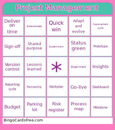 Project Management Bingo Card