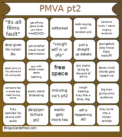Project Moon Va Bingo Card