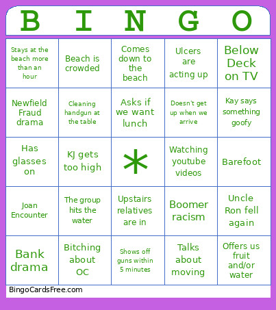 Project Ocean City Bingo Card