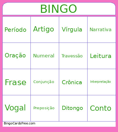 PROJETO JANELA 4/14 Bingo Card