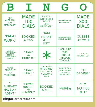 PROSPECTING Bingo Card