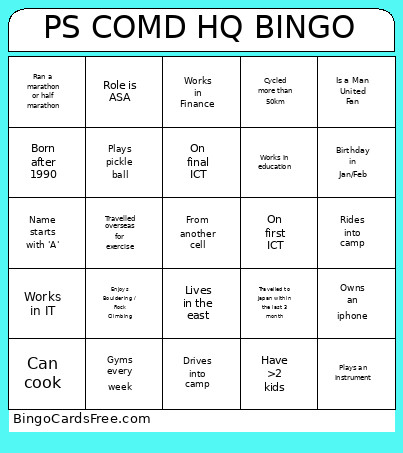 PS COMD HQ Bingo Card