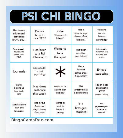 PSI CHI Bingo Card