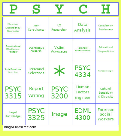 Psyc Success Bingo Card