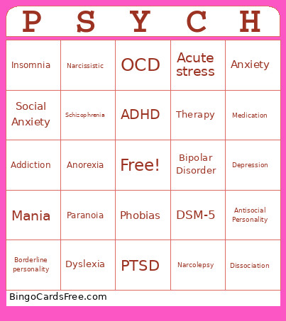 Psychology Bingo Card