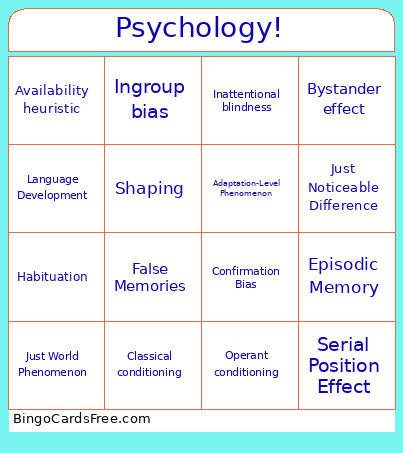 Psychology! Bingo Card