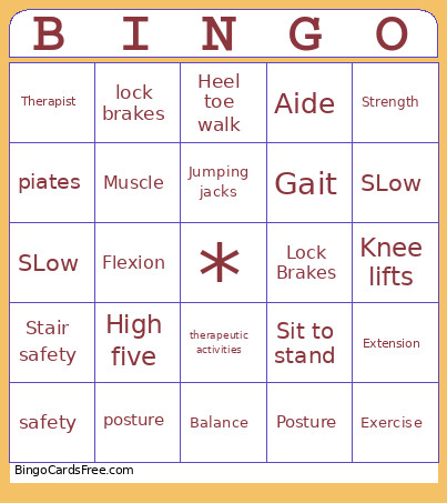 PT Bingo Card