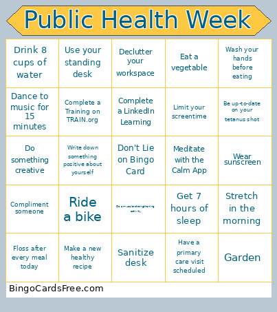 Public Health Week Activities2 Bingo Card