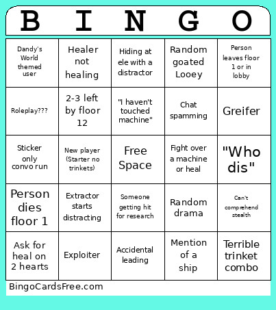 Public Run Bingo Card