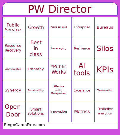 Public Works Bingo Card