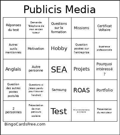 Publicis Media Bingo