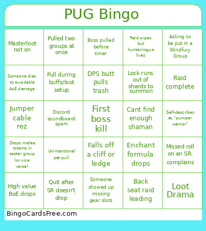 Pug_ Bingo Card